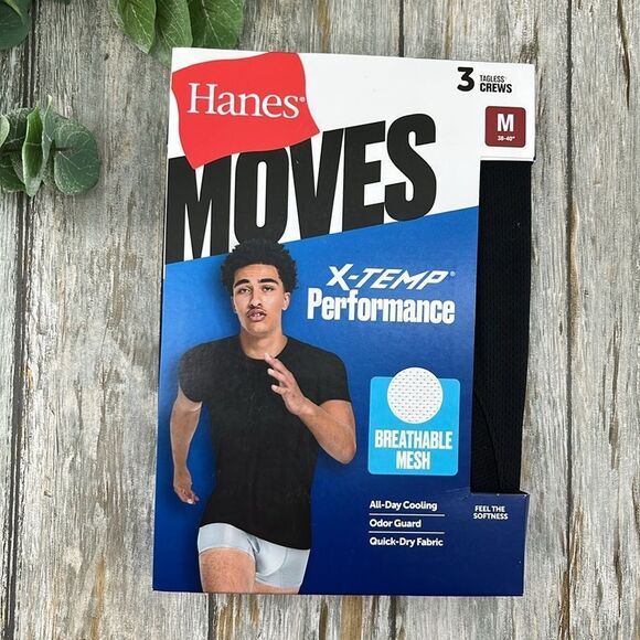 Men’s Hanes Moves Breathable Mesh Crewneck T-Shirts 3-Pack Size M - Picture 1 of 11